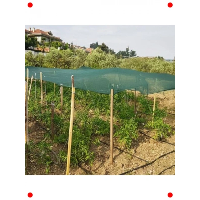 Yeşil %40 Gölgelik File - Şeritli, Halkalı - 1x1M