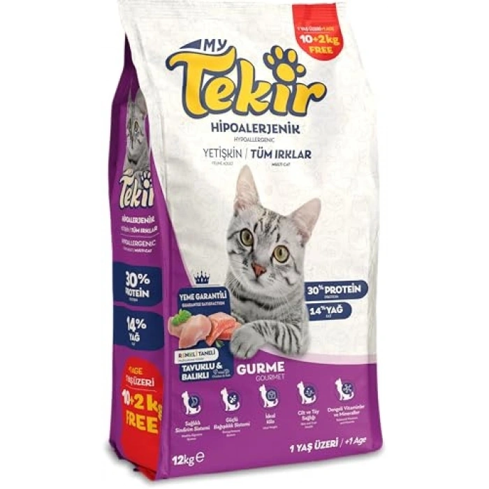 Yetişkin Kedi Maması, 10+2 Paket, Tekir
