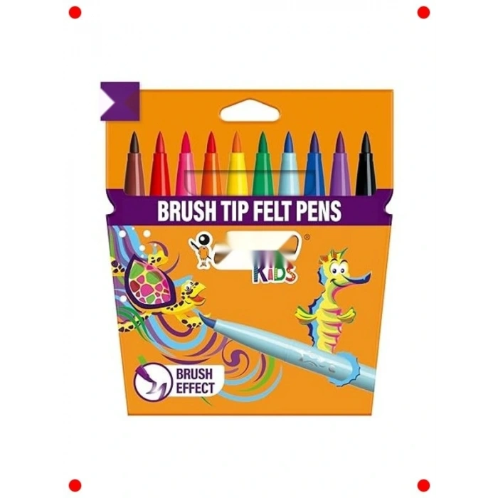 Yıkanabilir Fırça Uçlu  Kalemi Seti - 10 Renk