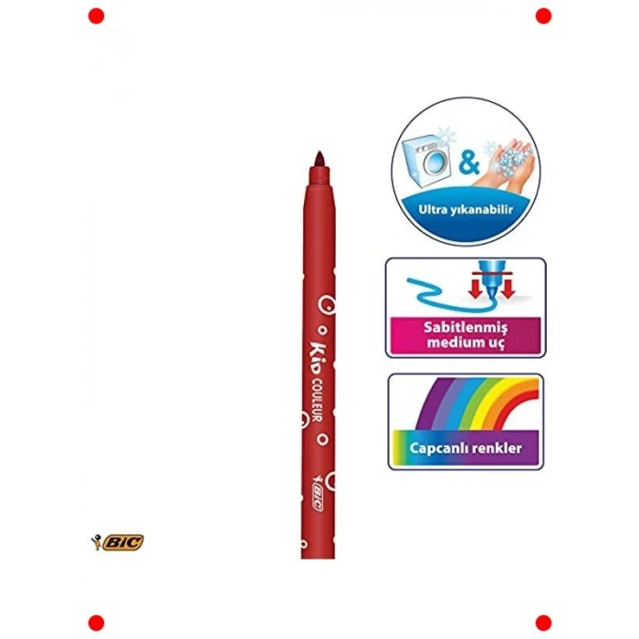 Yıkanabilir Keçeli Kalem Seti - 12 Canlı Renk