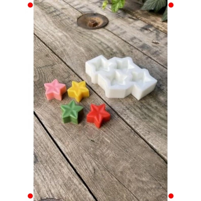 Yıldız Şekilli Mini Mum Kalıbı - 4lü Silikon Set