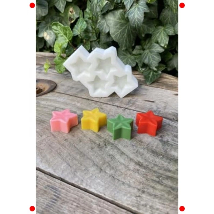 Yıldız Şekilli Mini Mum Kalıbı - 4lü Silikon Set