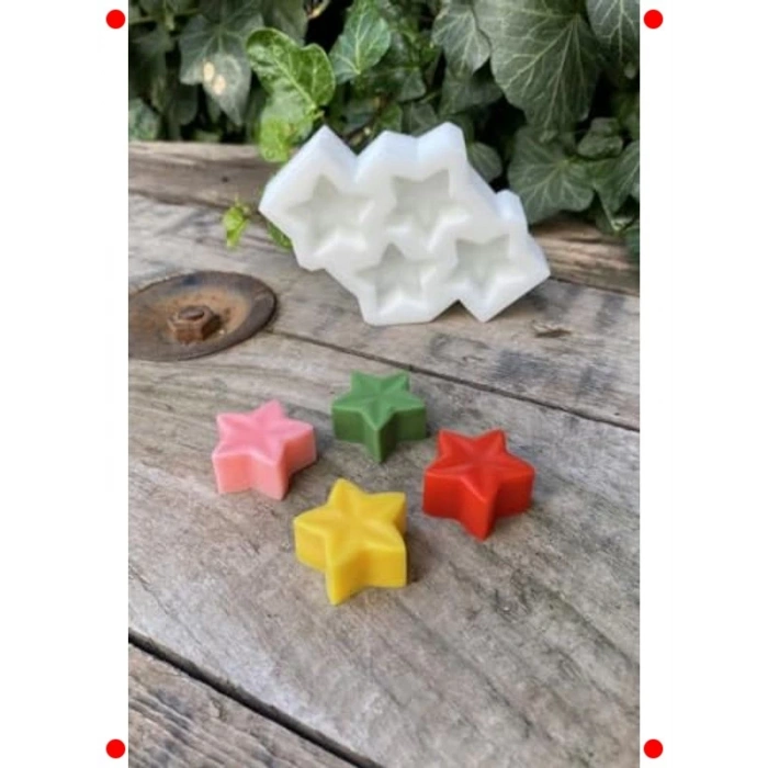 Yıldız Şekilli Mini Mum Kalıbı - 4lü Silikon Set