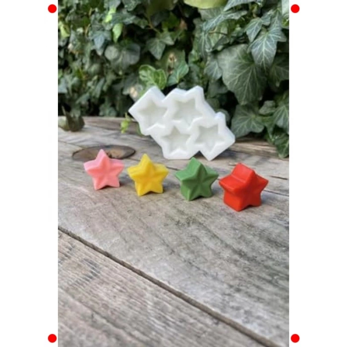 Yıldız Şekilli Mini Mum Kalıbı - 4lü Silikon Set