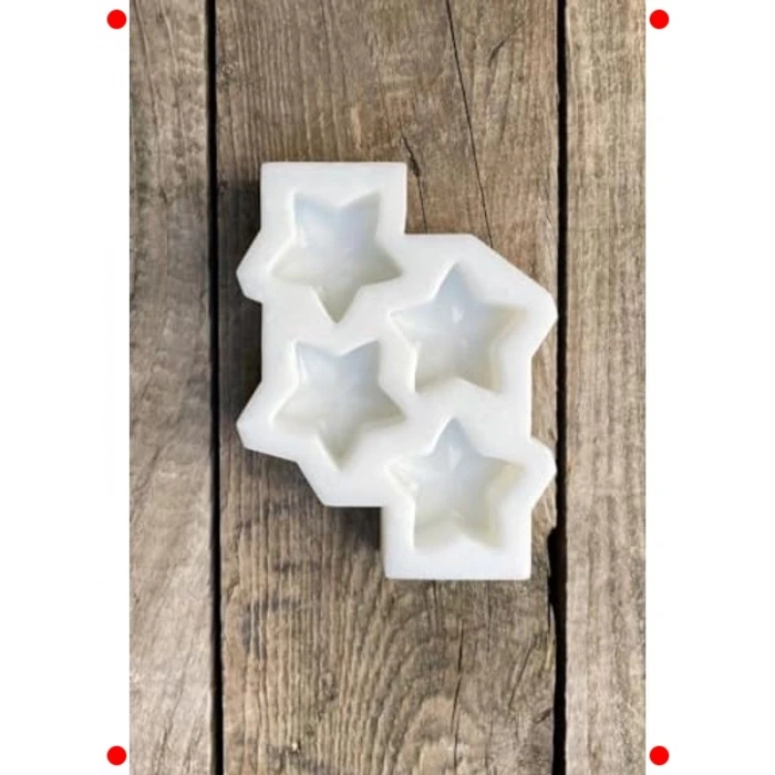 Yıldız Şekilli Mini Mum Kalıbı - 4lü Silikon Set