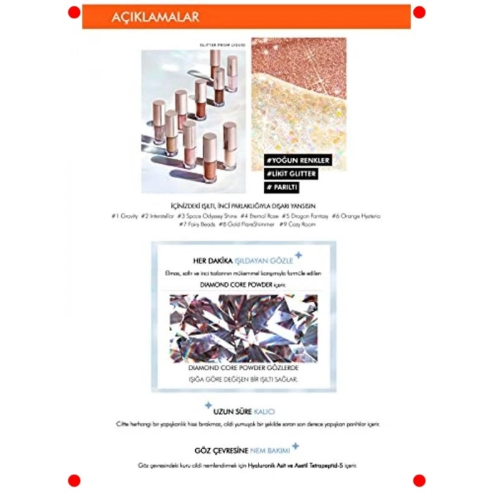 Yoğun Işıltılı Likit Göz Farı Glitter Topper