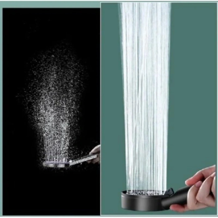 Yüksek Basınçlı Duş Başlığı, 5 Fonksiyonlu, Siyah