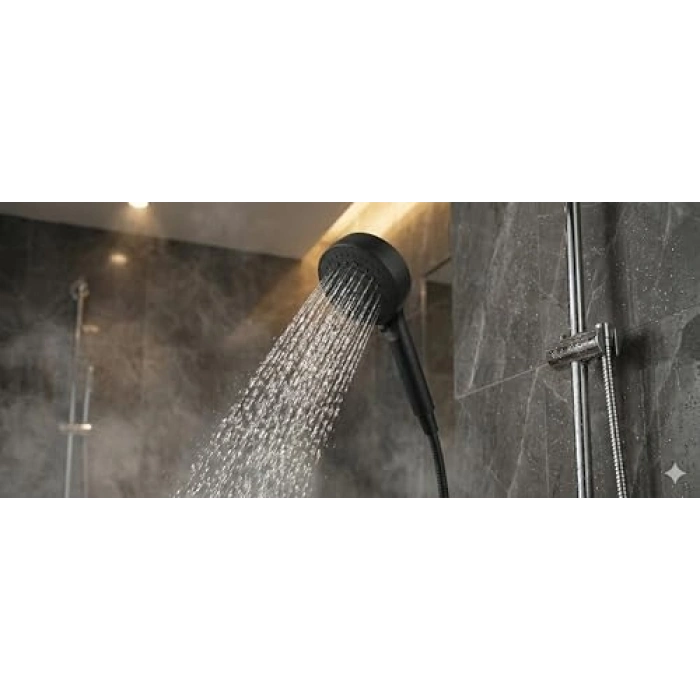 Yüksek Basınçlı Siyah Duş Başlığı, Su Tasarruflu Tasarım