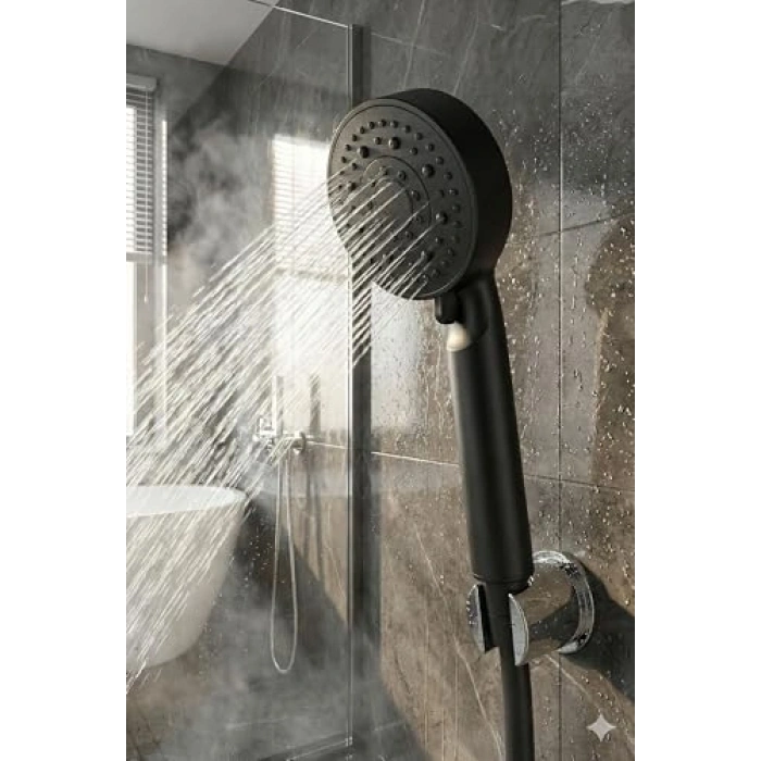 Yüksek Basınçlı Siyah Duş Başlığı, Su Tasarruflu Tasarım