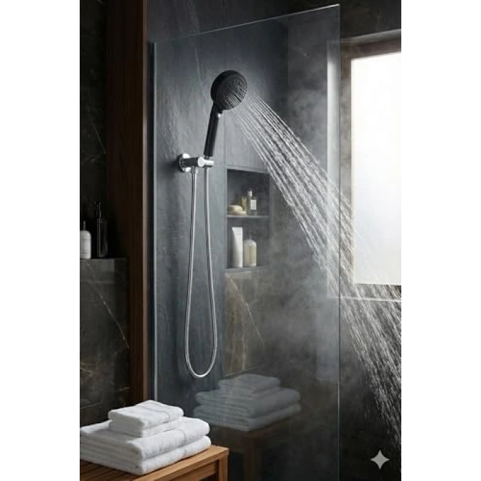 Yüksek Basınçlı Siyah Duş Başlığı, Su Tasarruflu Tasarım