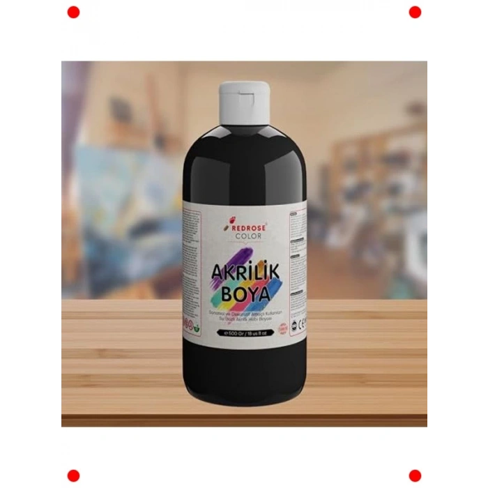 Yüksek Kalite Siyah Akrilik Boya - 500 gr