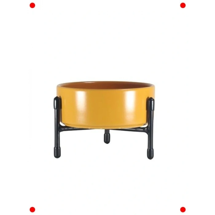 Yüksekliği Ayarlı Seramik Pet Mama/Su Kabı (Sarı)