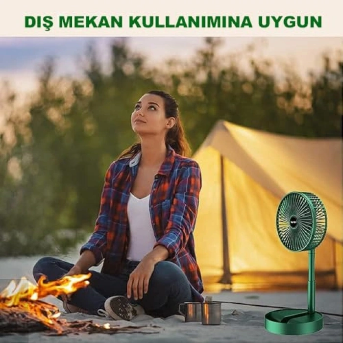 Yükselebilen Şarjlı Masaüstü Vantilatör, 3 Kademeli Hız Ayarı