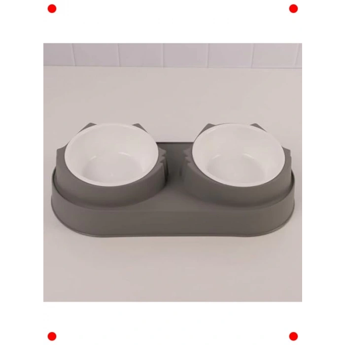 Yükseltilmiş Çift Bölmeli Evcil Hayvan Mama Su Kabı