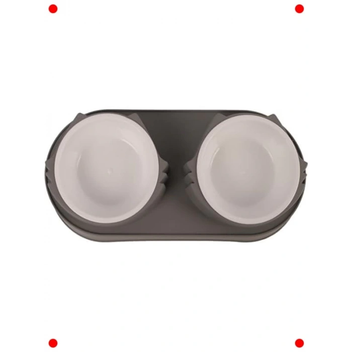 Yükseltilmiş Çift Bölmeli Evcil Hayvan Mama Su Kabı