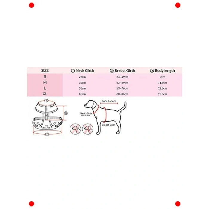 Yumuşak Köpek Göğüs Tasması, Ayarlanabilir, Siyah, S Beden