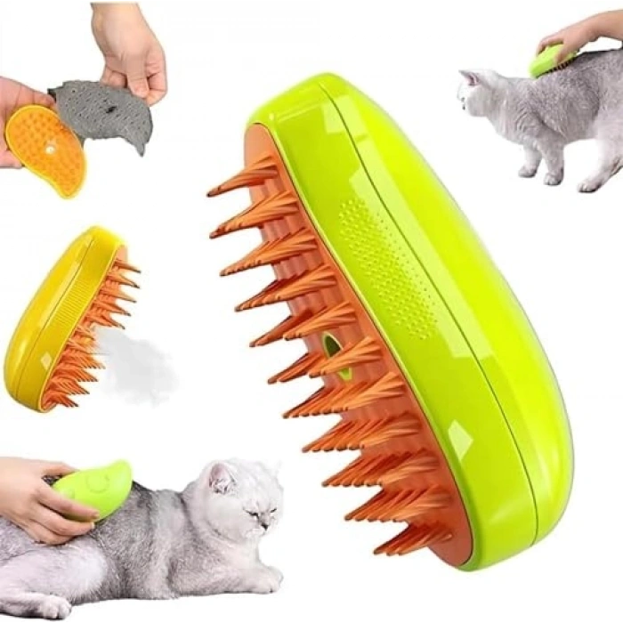 Yumuşak Silikon Başlıklı Buharlı Kedi ve Köpek Tarağı