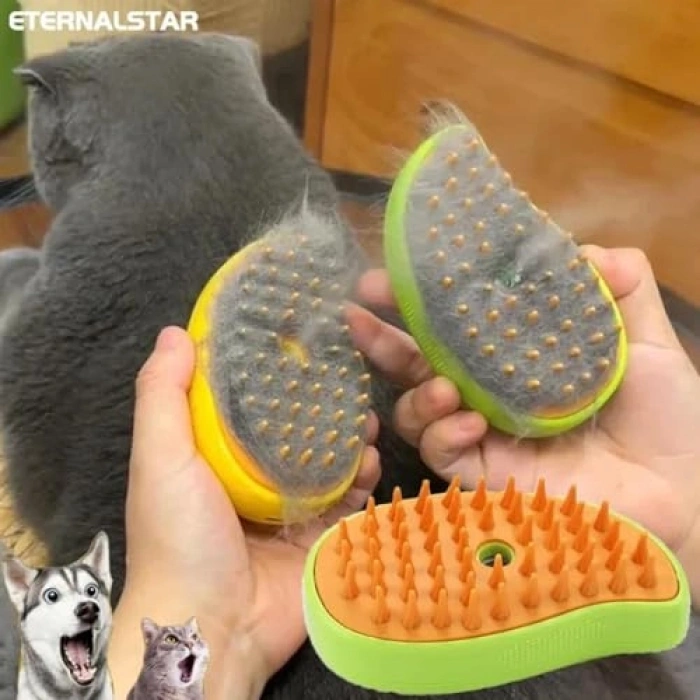 Yumuşak Silikon Başlıklı Buharlı Kedi ve Köpek Tarağı