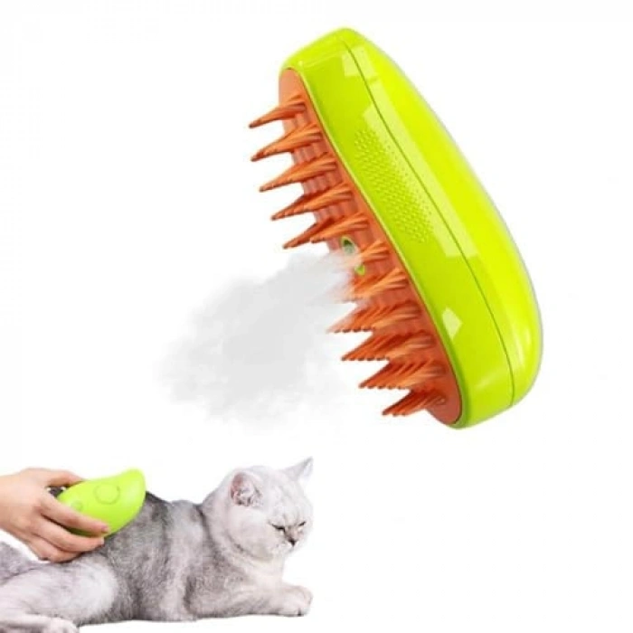 Yumuşak Silikon Başlıklı Buharlı Kedi ve Köpek Tarağı