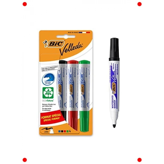 Yuvarlak Uçlu Beyaz Tahta Kalemi Seti (4lü Karışık Renk)