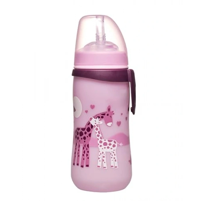 Zürafa Desenli Pipetli Bardak, 330 ml Kapasite