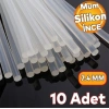 10 Adet Şeffaf Mum Sıcak Silikon, 7 mm Kalınlık, 30 cm Uzunluk