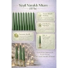 10lu Set Yeşil Renk İnce Şamdan Mum, 25 cm Uzunluk