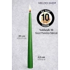 10lu Set Yeşil Renk İnce Şamdan Mum, 25 cm Uzunluk