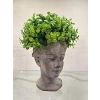 16.5 cm Yükseklikte Gri Renkli Bayan Başı Bitki Saksısı