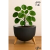 19 cm 2 litre ayaklı plastik çiçek saksısı, antrasit renkli
