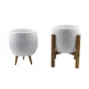 19 cm Beyaz Granit İkili Saksı Seti, 3 Ayaklı
