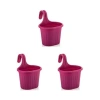 3 Adet 3 Litre Askılı Balkon Saksı Seti, Fusya Renk
