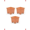 3 Adet Küçük Plastik Saksı Seti - 0,6 L, Kiremit
