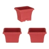 3 adet mercan kırmızısı balkon saksısı seti, 2.2 litre