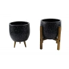 3 Ayaklı ve 4 Ayaklı İkili Set Gri Granit Saksı, 19 cm