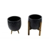 3 Ayaklı ve 4 Ayaklı İkili Set Gri Granit Saksı, 19 cm