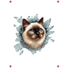 3D Kırık Cam Efektli Sevimli Kedi Araç Stickerı