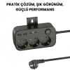 3’lü Priz + 4 USB (2 Type-C + 2 USB-A) Çoklayıcı | Duvara Monte Edilebilir, Aç/Kapa Anahtarı, Akım & Kısa Devre Koruma, Yüksek Güç Destekli Çoklu Priz