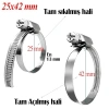 5 ADET Paslanmaz Çelik Hortum Kelepçesi 25x42 mm Tork Ayarlı