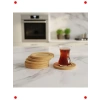 6lı Bambu Yuvarlak Çay Tabağı Bardak Altlığı Seti