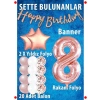 8 Yaş Rose Gold Tema Doğum Günü Kutlama Seti