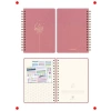 A5 Keten Kapaklı Pembe Spiralli Süresiz Ajanda