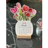 Ahşap Ayaklı Mini Masa Takvimi - 2026 Lale Tasarım