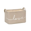 Bej Love Temalı Dikdörtgen Sepet, 30x21x18 cm