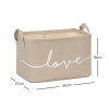 Bej Love Temalı Dikdörtgen Sepet, 30x21x18 cm