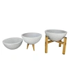 Beyaz Granit Aranjman Sunumluk Toprak Saksı - Üçlü Set 20 cm
