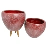 Bordo Granit Toprak Saksı, 15 cm İkili Set, Ayaksız Tasarım
