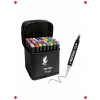 Çift Taraflı Sanat Markör Kalem Seti, 48 Renk, Çantalı