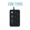 Çocuk Korumalı Akım Korumalı Priz, 3 Priz, 2 USB ve 1 Type-C Girişi ile