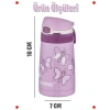 Çocuk Pipetli Çelik Termos - 350 ml (Koyu Pembe)